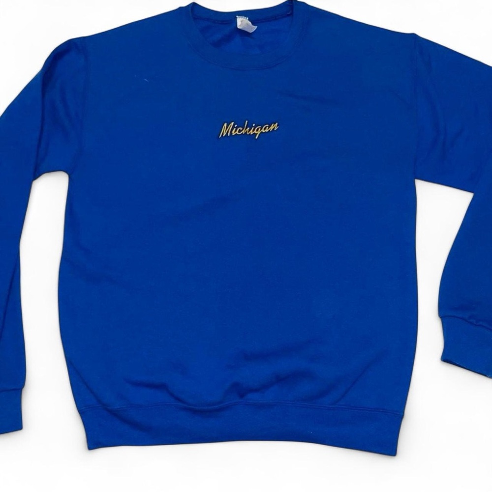 Vintage Jerzees Blue Unisex Premium 
Crewneck Sweatshirt “Michigan” Size Small